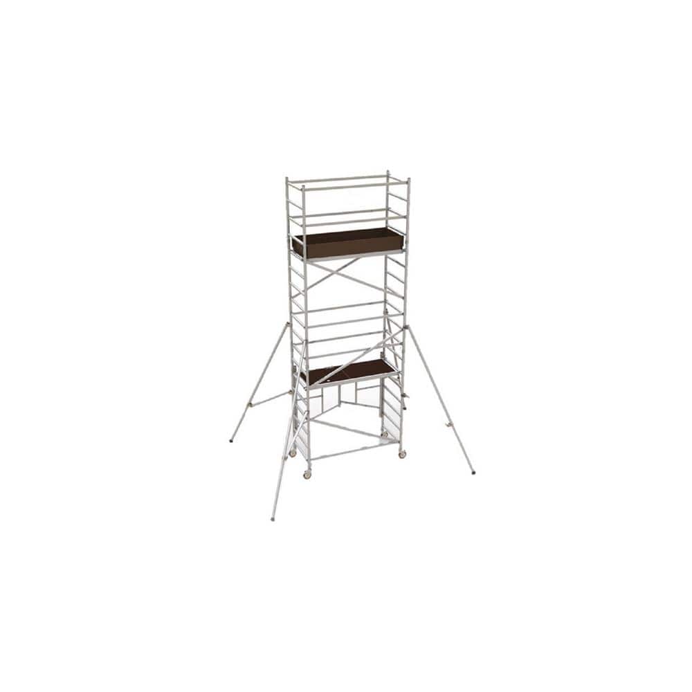 MetalTech 15 ft. x 5.4 ft. x 2.6 ft. Easy-Set Scaffold Tower with  Guardrails and Outriggers with 800 lb. Load Capacity AL-Q0106 - The Home  Depot