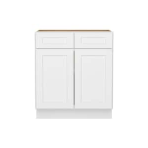 Easy-DIY 30 in. W x 24 in. D x 34.5 in. H Ready to Assemble Drawer Base Kitchen Cabinet in Shaker White with 2-Door