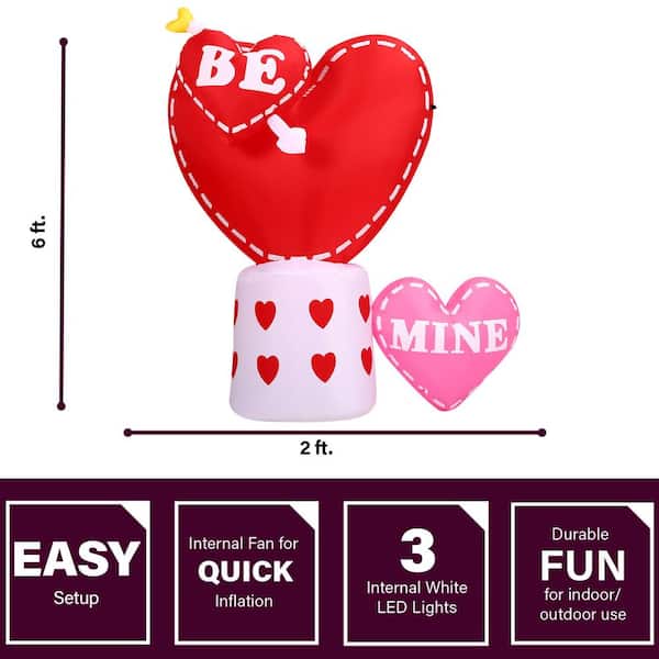 6 ft. Light Up Valentine's Day Hearts with Arrow Inflatable