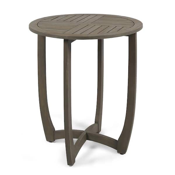 Unbranded Hot Seller Rustic Design Acacia Wood Outdoor Acacia Wood Bistro Table for Porch, Balcony, Deck, Patio, Backyard, Gray