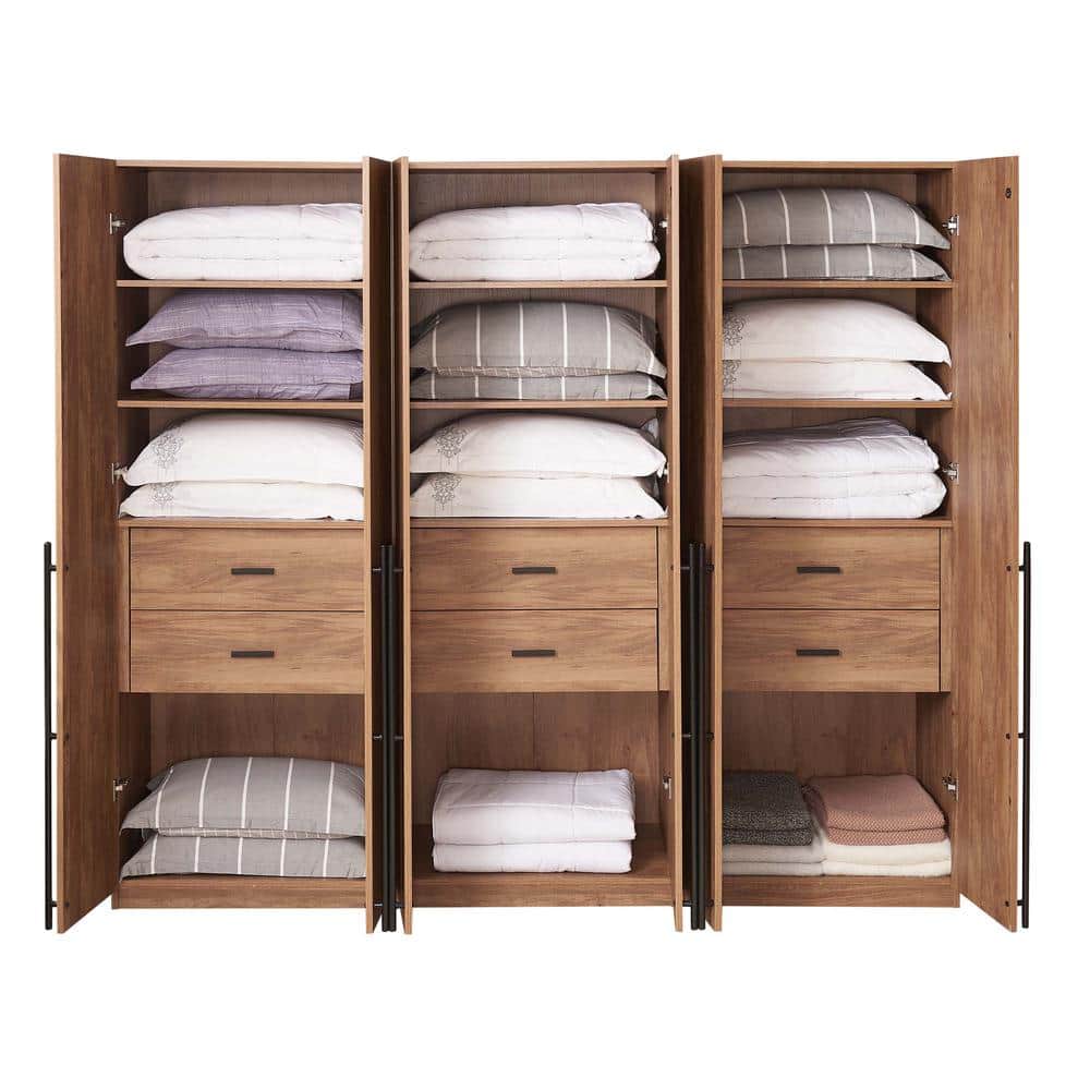 Golden Brown Contemporary Modular Wardrobe Closet Set