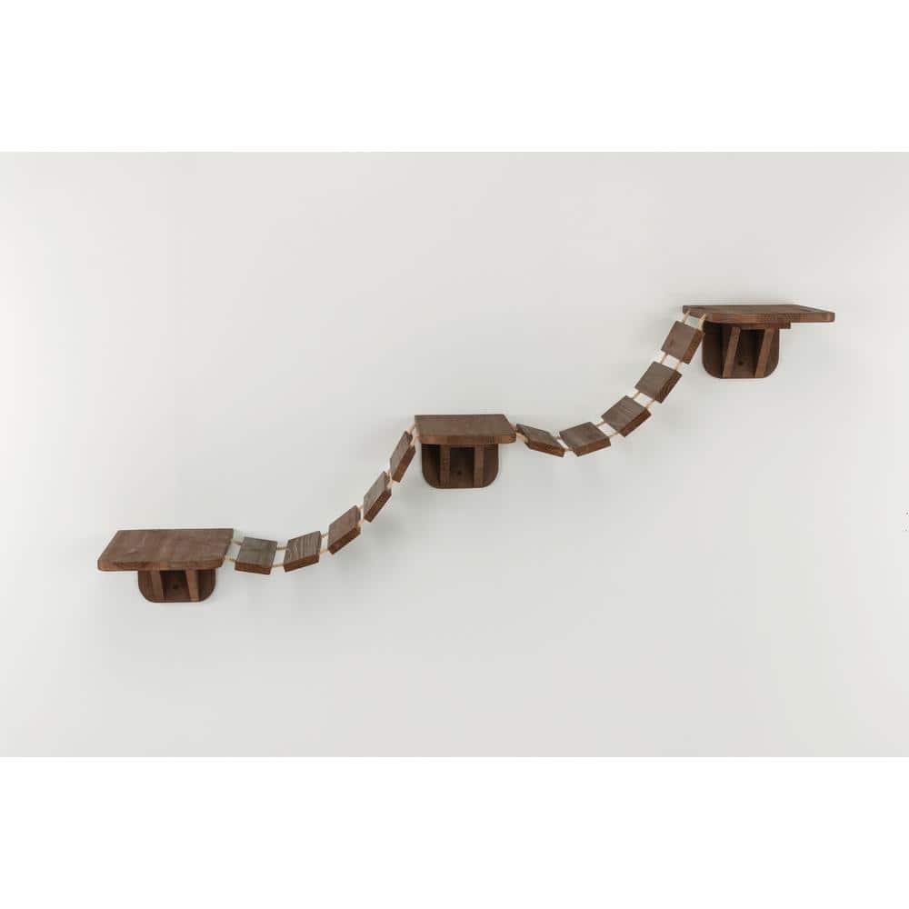 Espresso Brown Wall Mounted Cat Bridge with Sisal Platforms