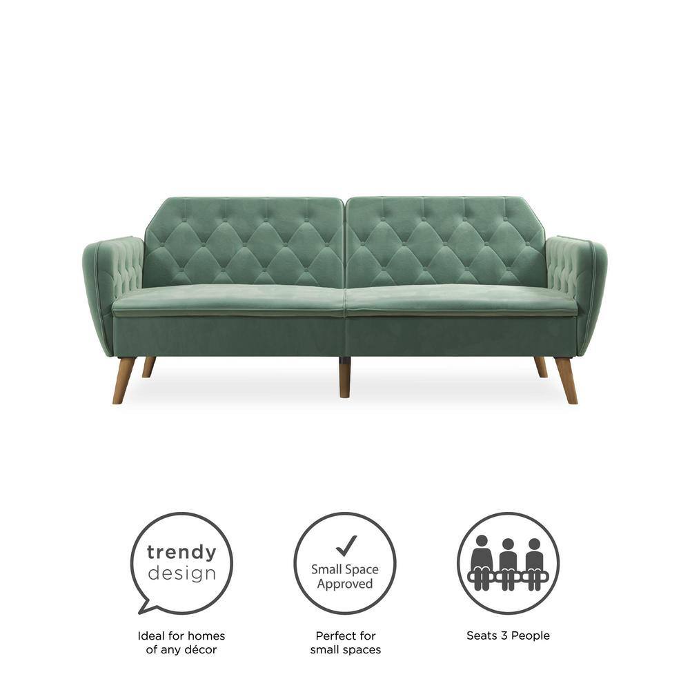 Tallulah Light Green Velvet Memory Foam Sleeper Sofa
