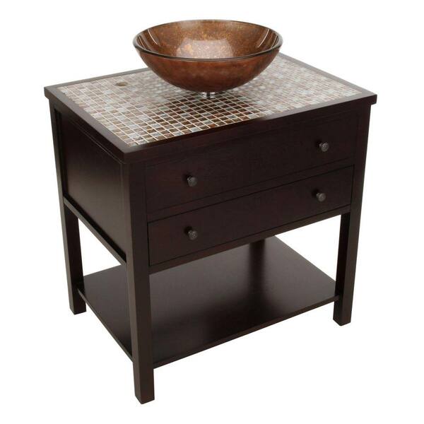 Home Decorators Collection Briscoe 31 in. W x 22 in. D Bath Vanity in Espresso with Glass Vanity Top and Sink