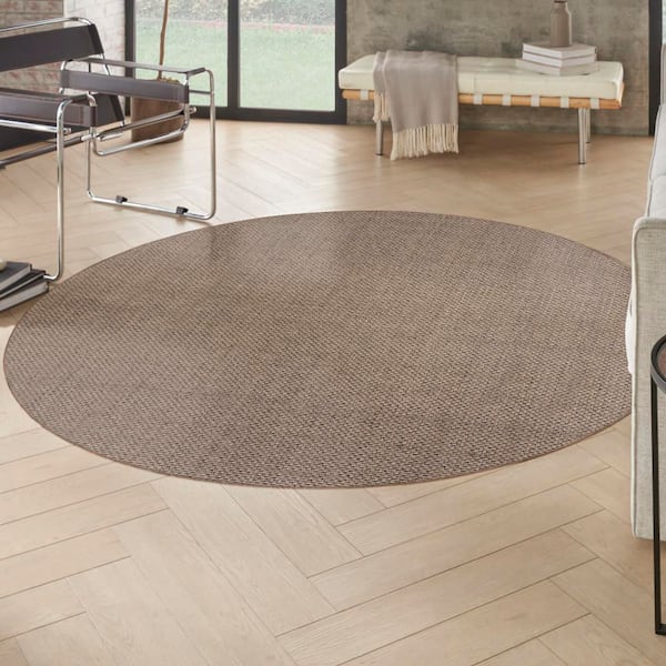 Tulum Brown 8 ft. Round x 8 ft. All-Over Design Contemporary Round Area Rug