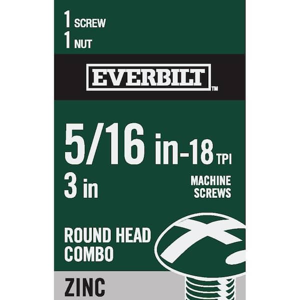 Everbilt 5/16 in.-18 x 3 in. Combo Round Head Zinc Plated Machine Screw