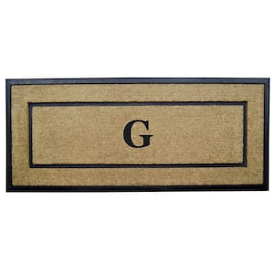 DirtBuster Single Picture Frame Black 24 in. x 57 in. Coir with Rubber Border Monogrammed G Door Mat