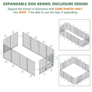 4 ft. x 8 ft. Outdoor Dog Cage Fence with Cover and Rotating Feeding Door