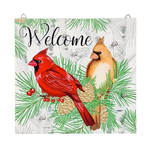 Winter Cardinal Couple 55 in. Solar Sign-Sational Greeter with Stake