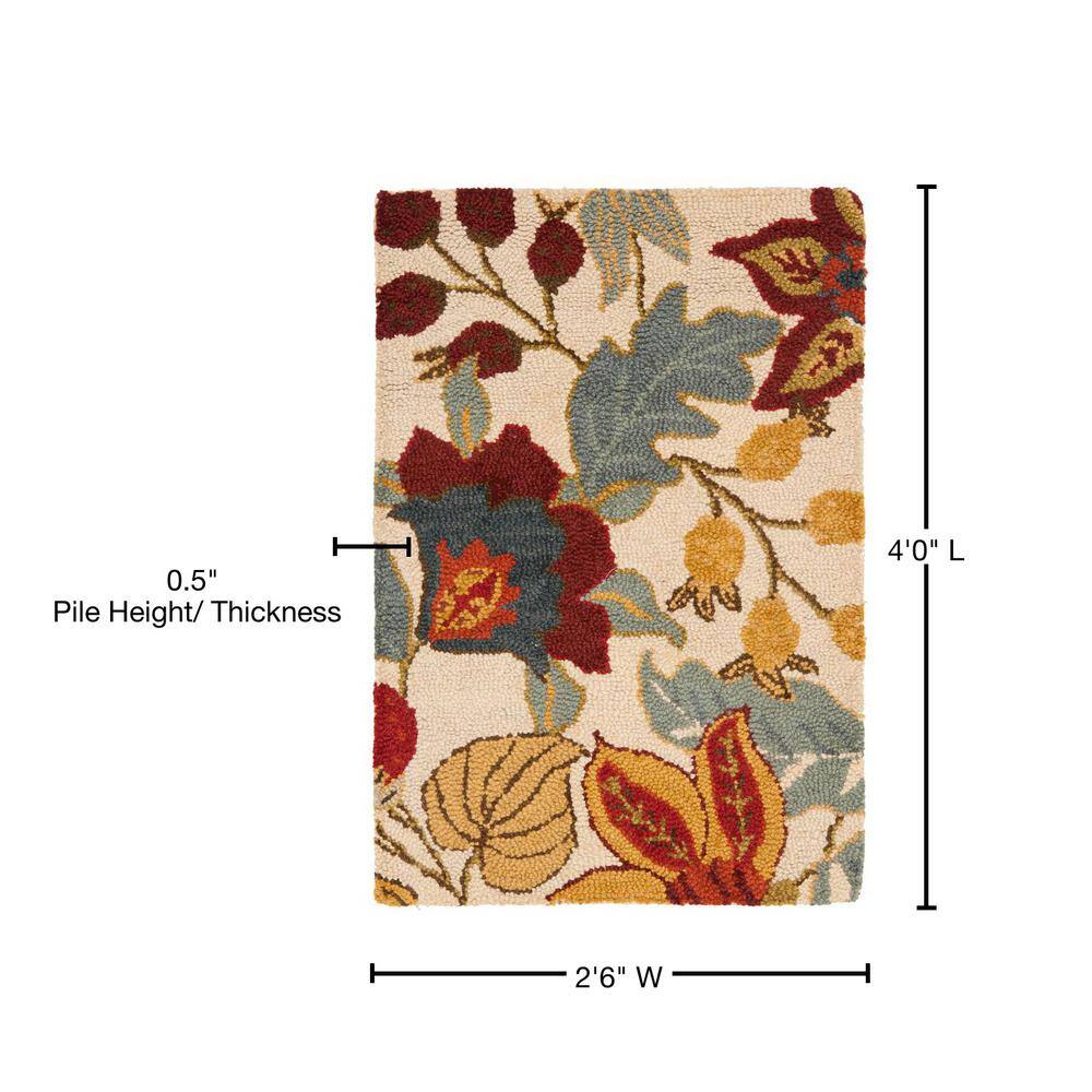 Handmade Ivory Floral Wool Round Tufted Area Rug, 30"