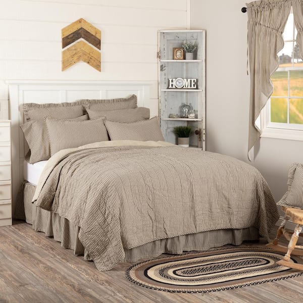 Sawyer Mill Charcoal Ticking Stripe King Cotton Quilt Coverlet