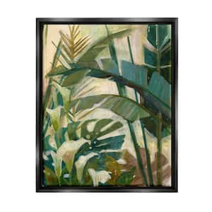 Tropical Jungle Plant Leaves Design by Elaine Vollherbst-Lane Floater Framed Nature Art Print 21 in. x 17 in.