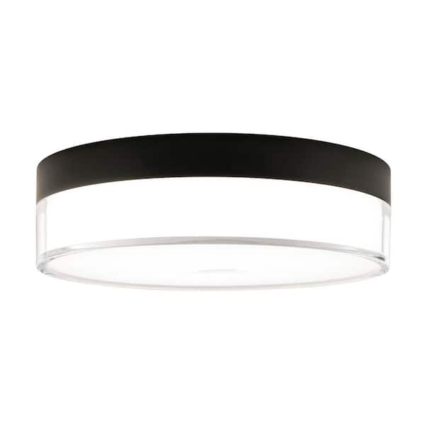 WAC LIMITED Twist-N-Lite 9 in. Black Flush Mount with Clear and White Acrylic Shade Integrated LED (1-Pack)