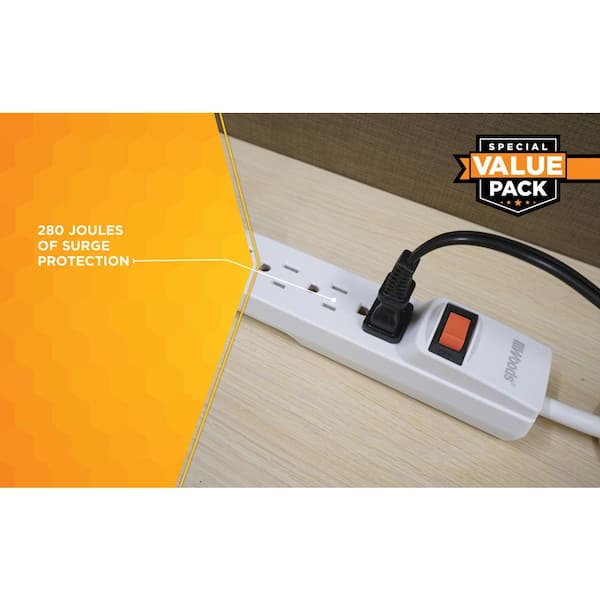 2-Pack Yellow-Price 6-Outlet Power Strip Surge Protector 