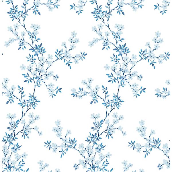 Brewster Claire Blue Floral Trail Blue Wallpaper Sample