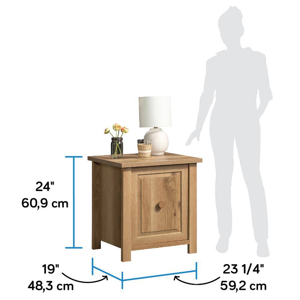 Timber Oak Farmhouse Engineered Wood Nightstand with Reversible Door