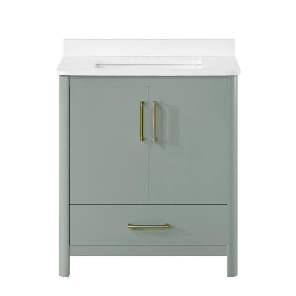 Sage Green Freestanding Bathroom Vanity with Engineered Marble Top