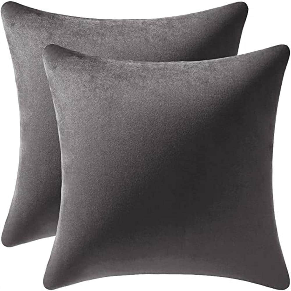 Outdoor Throw Pillow Covers Dark-Grey: Cozy Soft Velvet Square Decorative  Pillow Cases for Farmhouse Home Decor (2-Pack) B07Y7X5MDK - The Home Depot