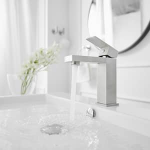 Single Hole Single-Handle Low-Arc Bathroom Faucet With Pop-up Drain Assembly in Brushed Nickel