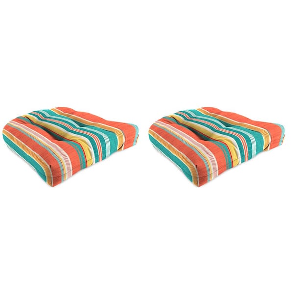 Jordan Manufacturing 18 in. L x 18 in. W x 4 in. T Outdoor Square Wicker Seat Cushion in Kodi Cornhusk (2-Pack)