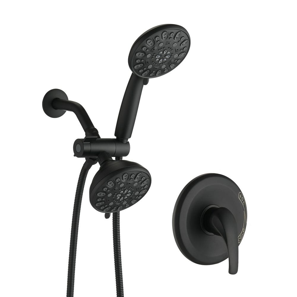 Single Handle 6-Spray Round Shower Faucet in Matte Black