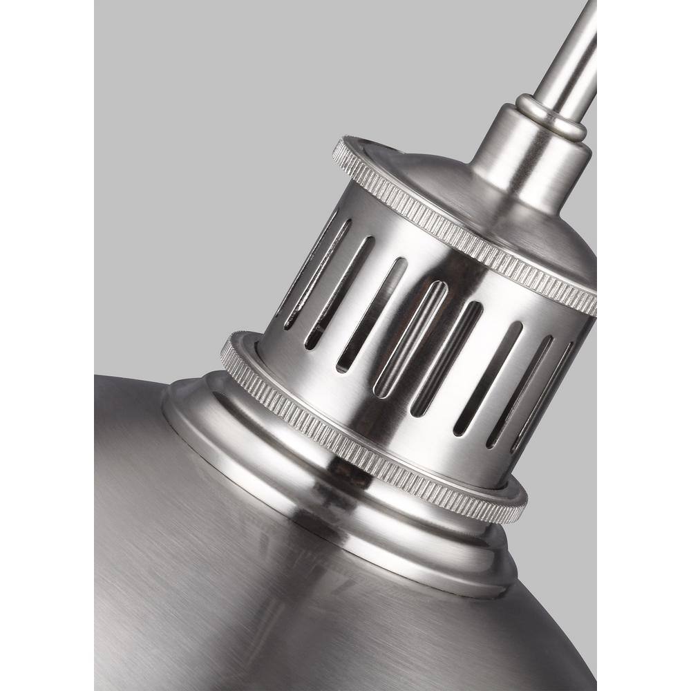 Brushed Nickel Single Light Dome Pendant with Clear Glass Shade