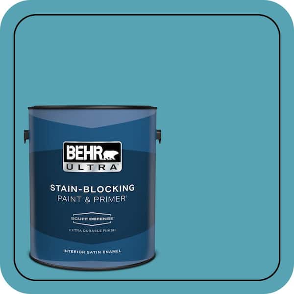BEHR ULTRA 1 gal. #M470-5 Explorer Blue Extra Durable Satin Enamel Interior Paint & Primer