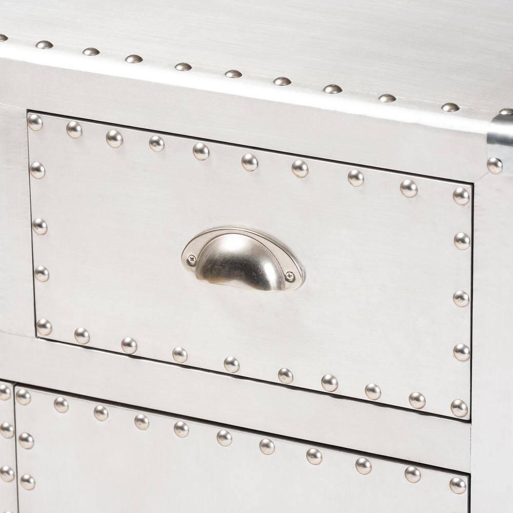 Serge Silver Metal Industrial 2-Door Storage Cabinet