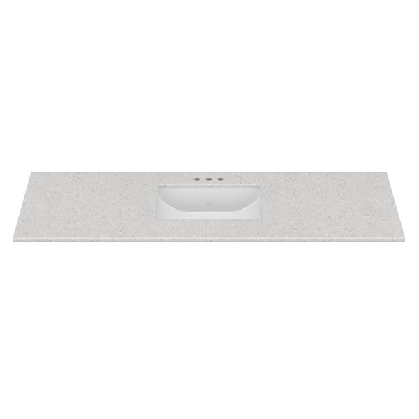 61 in. W x 22 in. D Cultured Marble Rectangular Undermount Single Basin Vanity Top in Silver Stream