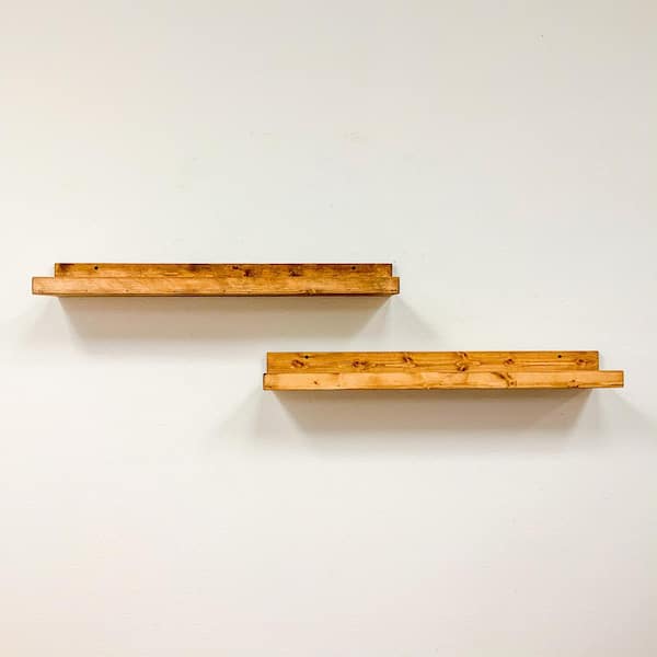 Unbranded Rustic Luxe 7 in. x 36 in. Walnut Pine Floating Decorative Wall Shelves