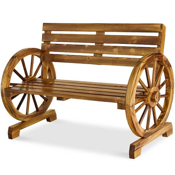 41 in. 2-Person Natural Wood Outdoor Bench