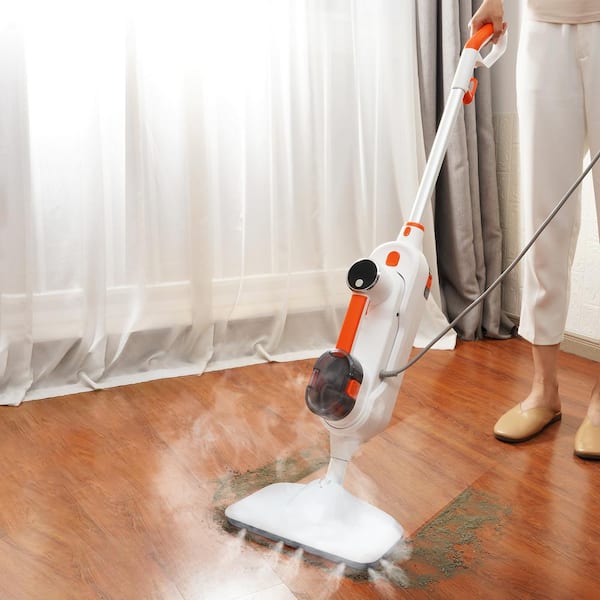 VEVOR 2-in-1 Steam Mop with 2 Microfiber Mop Pads and A Water Tank Natural Floor Flat Mop for Various Hard Floors