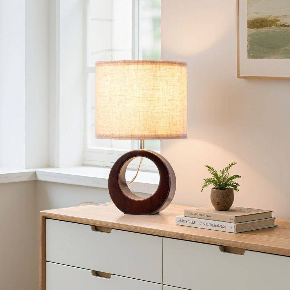 EDISHINE Breeze Stand 13.5 in. Dark Walnut Table Lamp HDL-TL2S