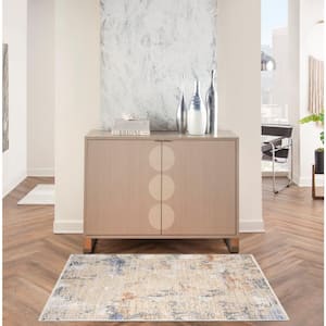 Abstract Hues Beige Grey 3 ft. x 4 ft. Abstract Contemporary Area Rug