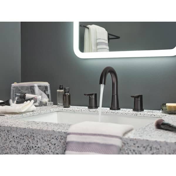 Flute 8 in. Widespread Double-Handle Bathroom Faucet in Matte Black