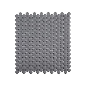 Thunderhead Gray 11.375 in. x 12.25 in. Penny Round Matte Porcelain Wall and Floor Mosaic Tile (0.967 sq. ft./Each)