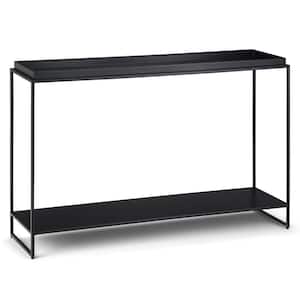 Garner 13 in. L x 47 in. D Black Industrial Rectangle Metal Console Table with Shelves