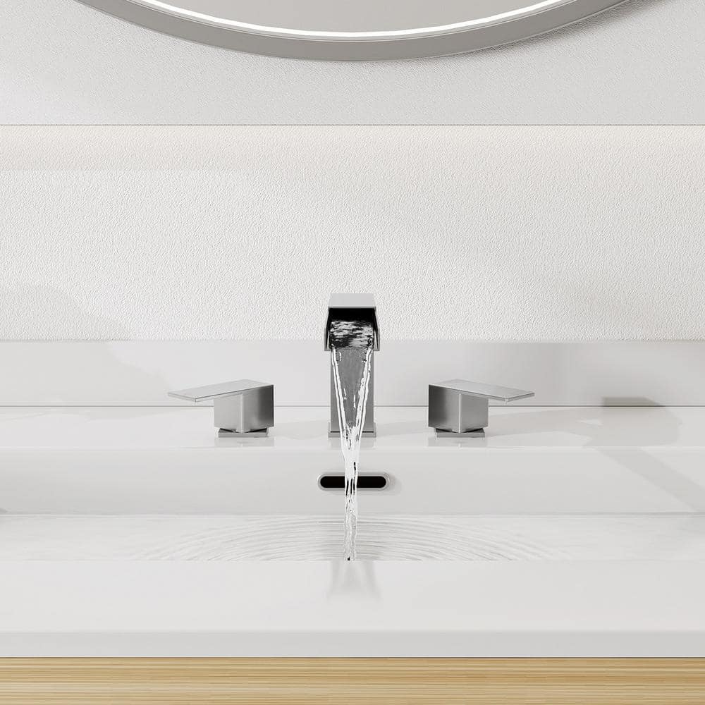 Brushed Nickel 8-Inch Widespread 2-Handle Bathroom Faucet