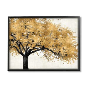 "Traditional Tree with Autumn Leaves over Neutral" by Kate Bennet Framed Nature Wall Art Print 24 in. x 30 in.