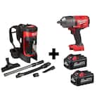M18 FUEL 18V 1/2 in. Lithium-Ion Cordless Impact Wrench w/ Friction Ring & Backpack Vacuum w/ Two 6.0Ah Batteries