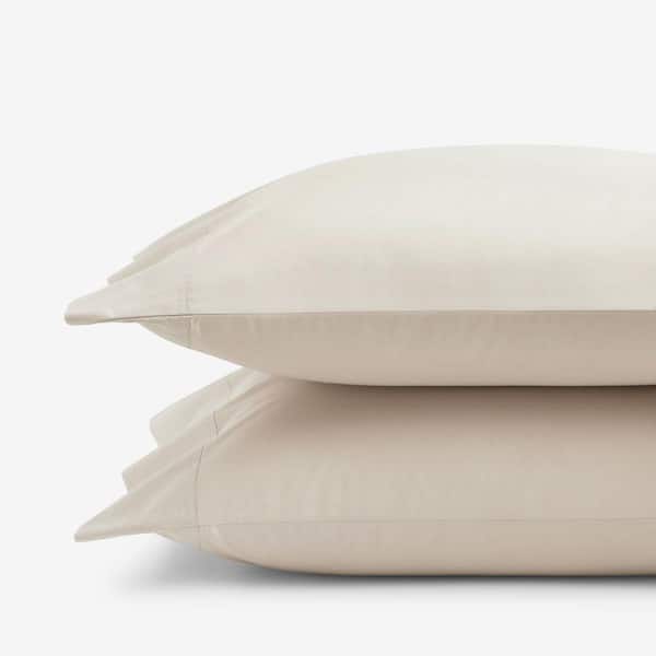 Legends Hotel Oatmeal Solid 400-Thread Count Supima Cotton Percale Standard Pillowcase (Set of 2)
