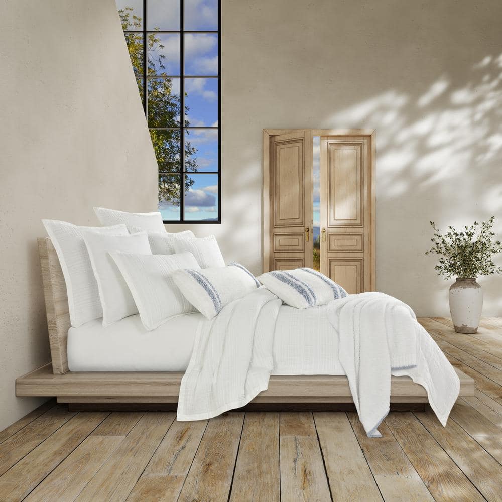 White Cotton Square Decorative Throw Pillow Cover 20" x 20"