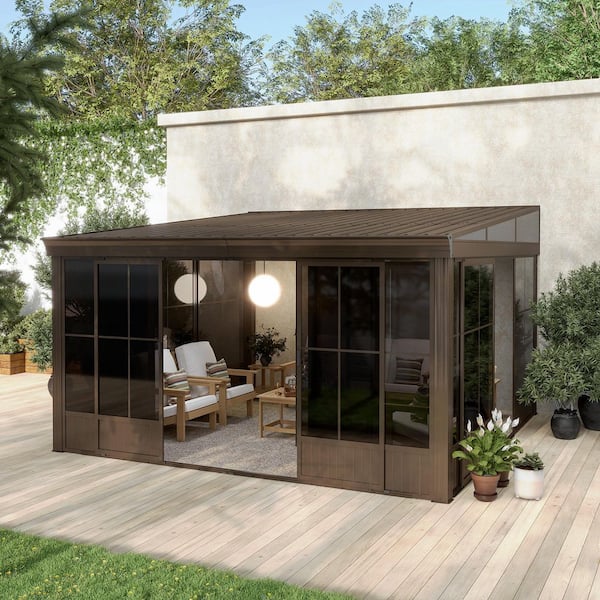 Clihome 12 ft. x 14 ft. Aluminum Frame 4-Season Solarium Sunroom