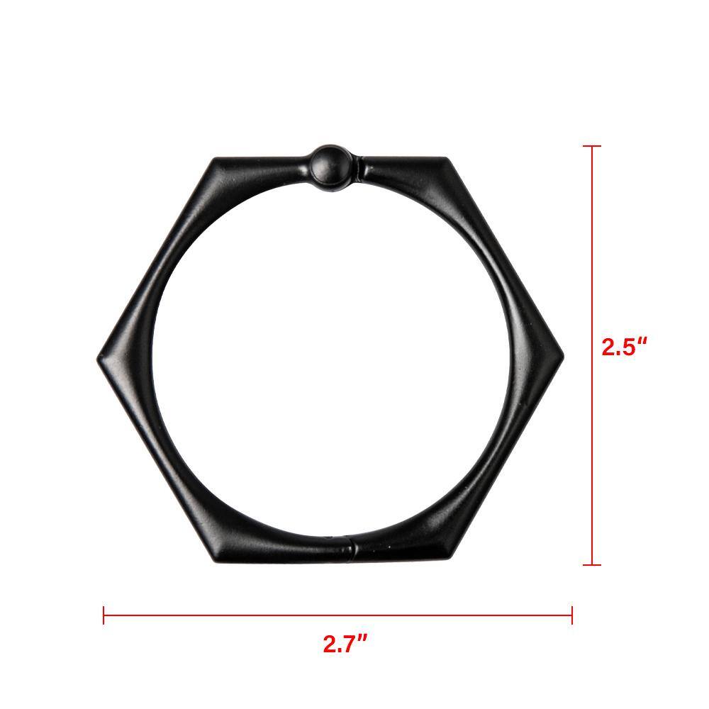 Matte Black Hexagonal Zinc Alloy Shower Curtain Hooks Set