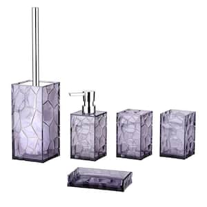 5-Piece Bathroom Accessory Set with Toothbrush Holder, Tumbler, Lotion Dispenser, Soap Dish, Toilet Brush Set in Purple