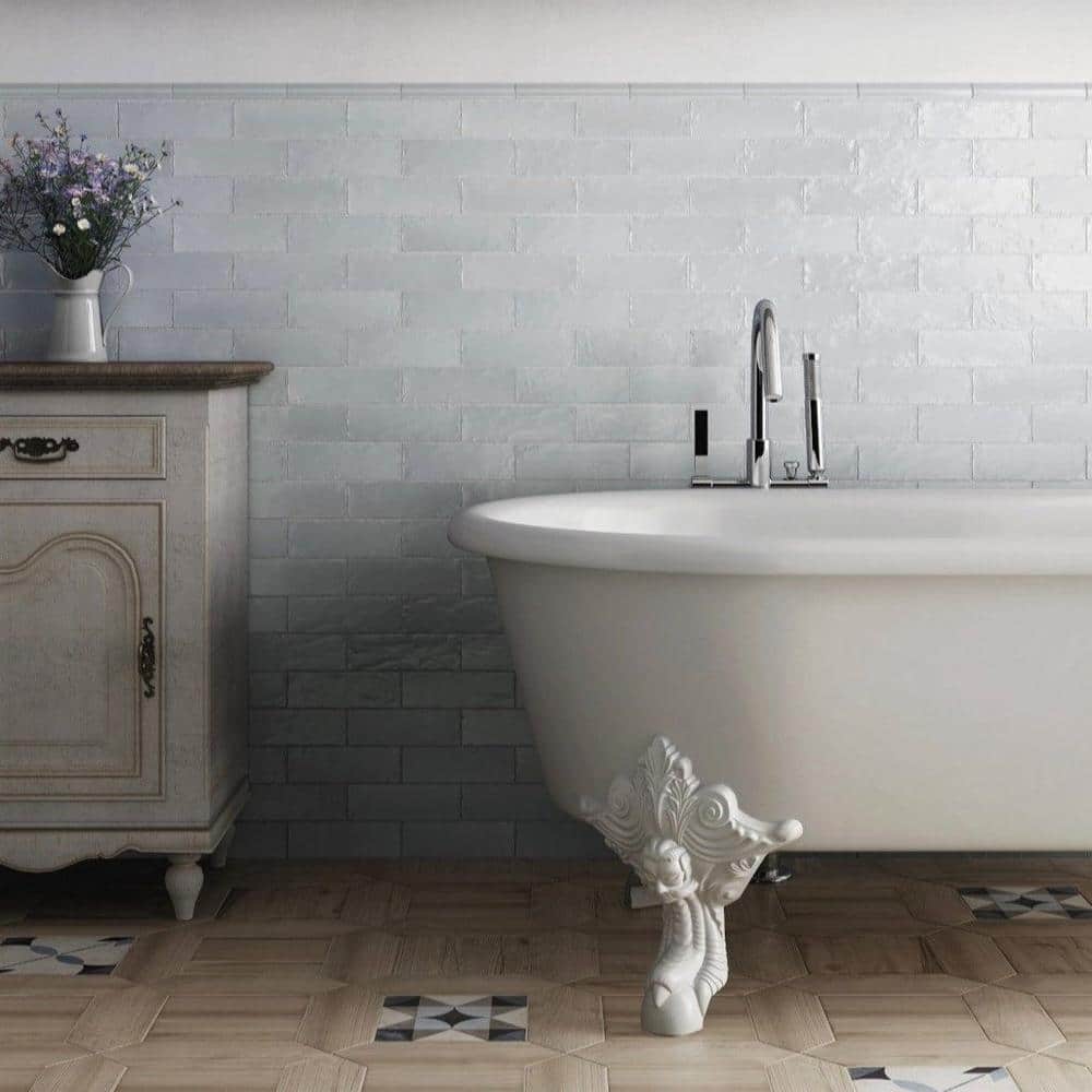 Gray Polished Ceramic Subway Mosaic Tile 2.5 x 8 Inch
