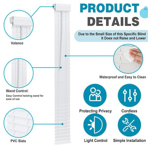 Helhom 2-Pack 2 in. White Cordless Front Door Blind, 8.5 in. x 72