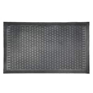 Easy clean, Waterproof Non-Slip 2x3 Indoor/Outdoor Rubber Doormat, 24 in. x 36 in., Black Ribbed