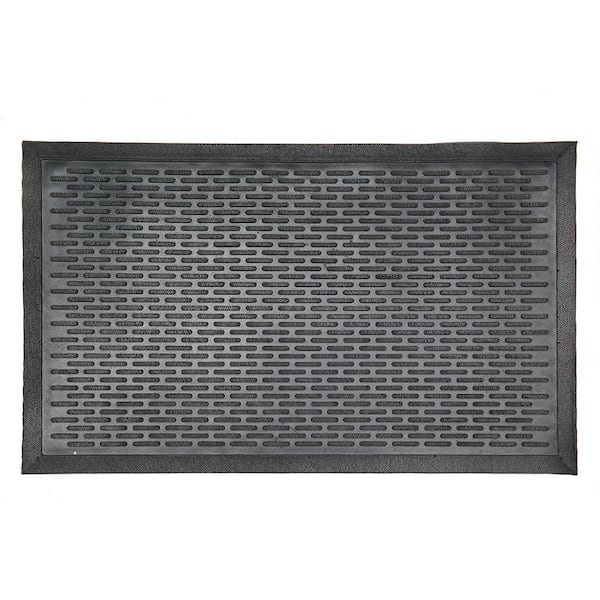 Ottomanson Easy clean, Waterproof Non-Slip 2x3 Indoor/Outdoor Rubber Doormat, 24 in. x 36 in., Black Ribbed