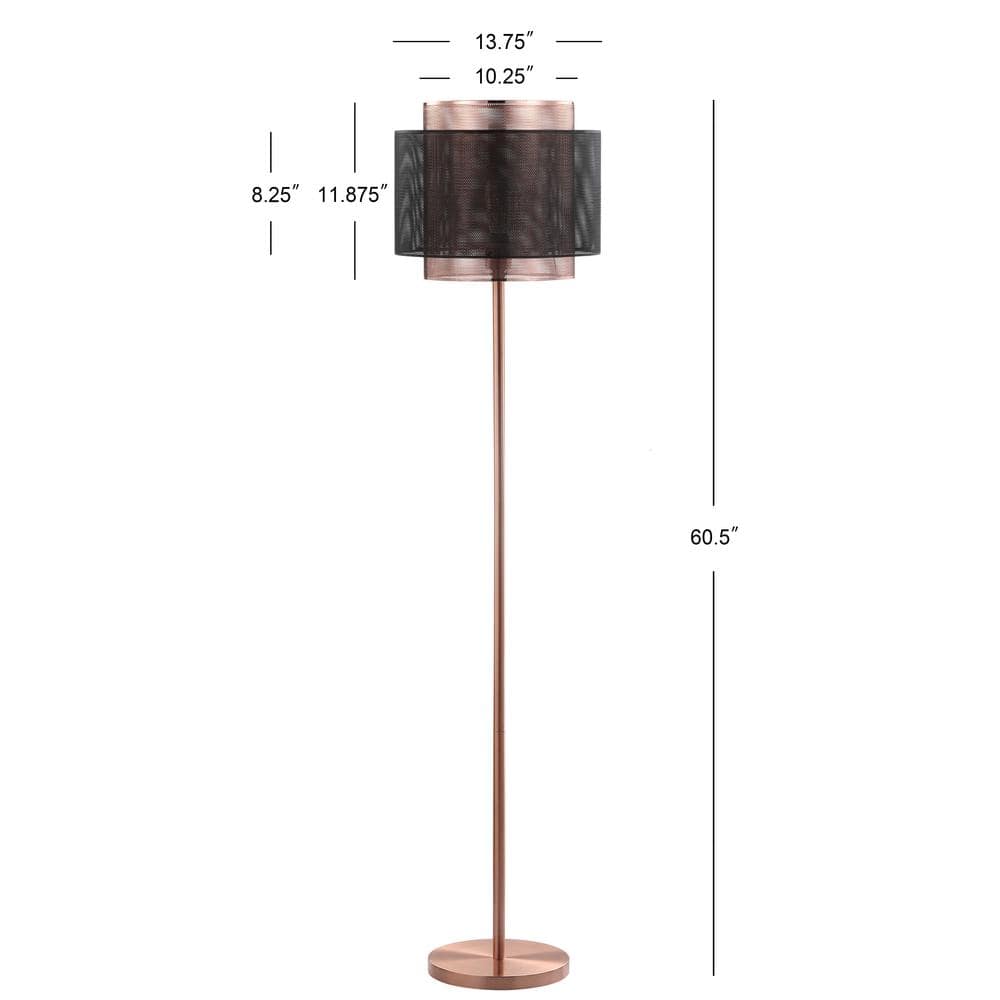 Tribeca Dual-Finish 60.5" Copper & Black Mesh LED Floor Lamp